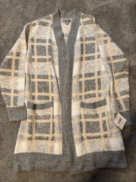 Falls Creek Sweaters - Falls Creek Gray & Cream Ribbed Open-Front Cardigan